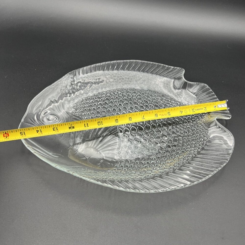 Vintage Arcoroc Fish Platter Plate Poisson Tempered Clear Glass 15.25" France - Picture 6 of 10